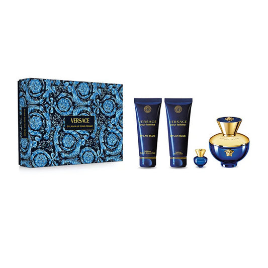 VERSACE POUR FEMME DYLAN BLUE by Versace 4 PIECE GIFT SET - 3.4 OZ EAU DE PARFUM