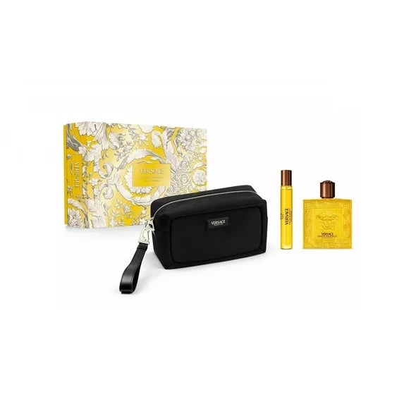 Versace Eros Energy Pour Homme 3.4 oz EDP Spray+ travel spray+ bag Set