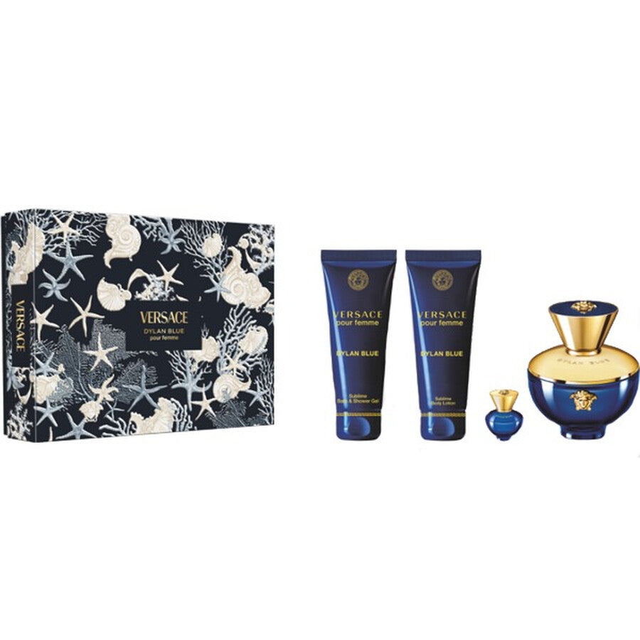 VERSACE POUR FEMME DYLAN BLUE by Versace 4 PIECE GIFT SET - 3.4 OZ EAU DE PARFUM