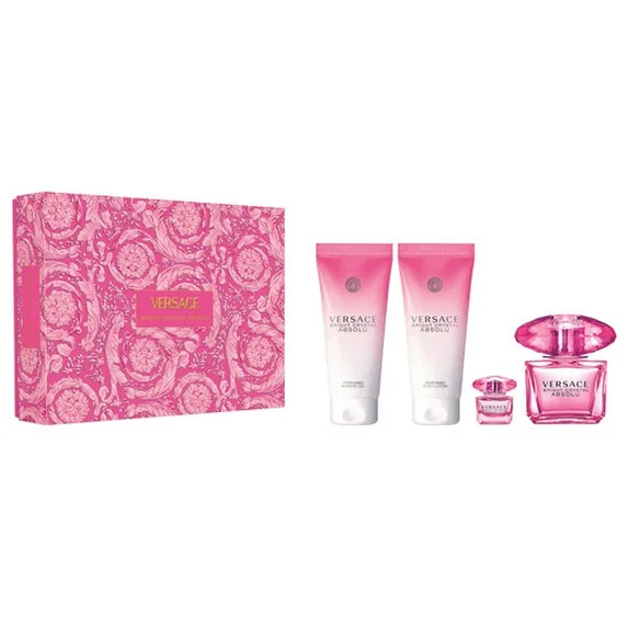 Bright Crystal Absolu by Versace 4pc Gift Set 3 oz EDP + Body Lotion + Shower Gel + Mini for Women