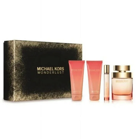 Michael Kors Wonderlust , 4 Pc Gift Set 3.4oz EDP Spray, 0.33 oz EDP Spray, 3.4oz Body Lotion, 3.4oz Shower Gel