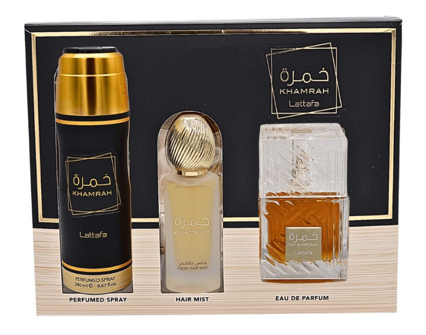 Khamrah by Lattafa Perfumes 3pc Gift Set