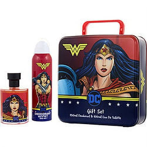 WONDER WOMAN EDT SPRAY 3.4 OZ & DEODORANT SPRAY 5 OZ & LUNCH BOX