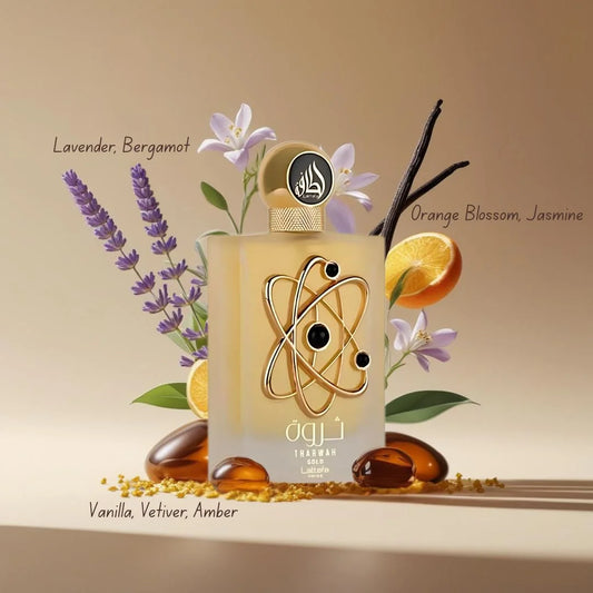 Tharwah Gold 3-Piece Perfume Gift Set by Lattafa Pride