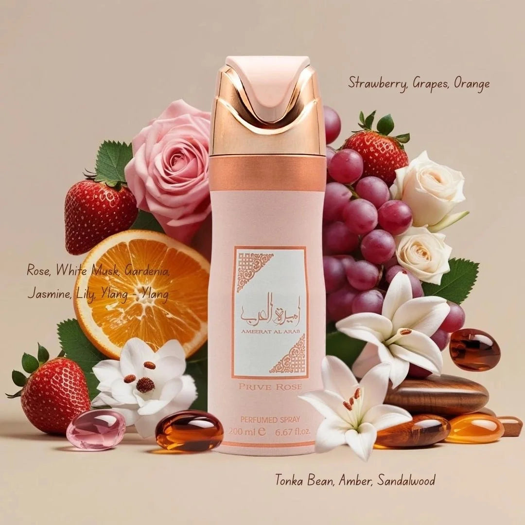 Ameerat Al Arab Prive Rose Deodorant Spray 200ml by Asdaaf
