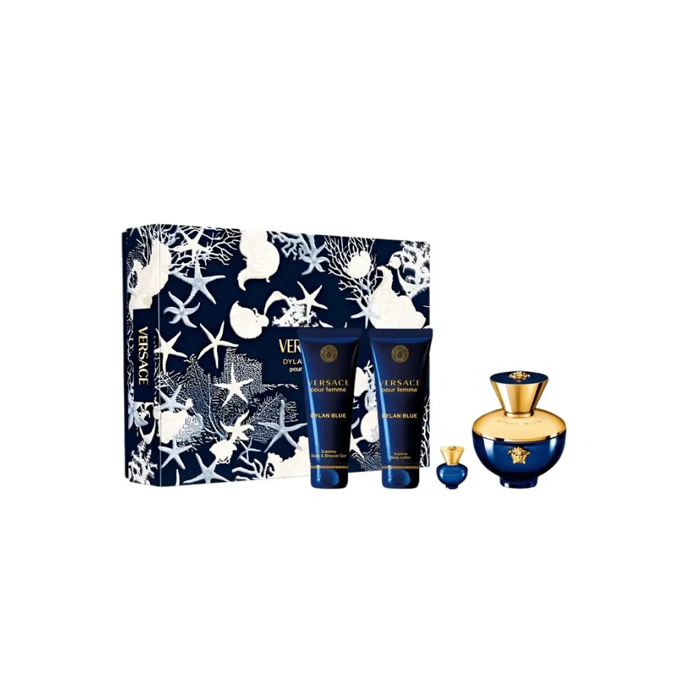 VERSACE POUR FEMME DYLAN BLUE by Versace 4 PIECE GIFT SET - 3.4 OZ EAU DE PARFUM